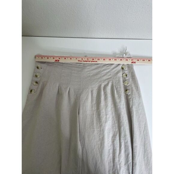 Rewash brand Size M Linen Wide Leg Capri Sailor Button Pants Raw Waist Y2K - Picture 5 of 9
